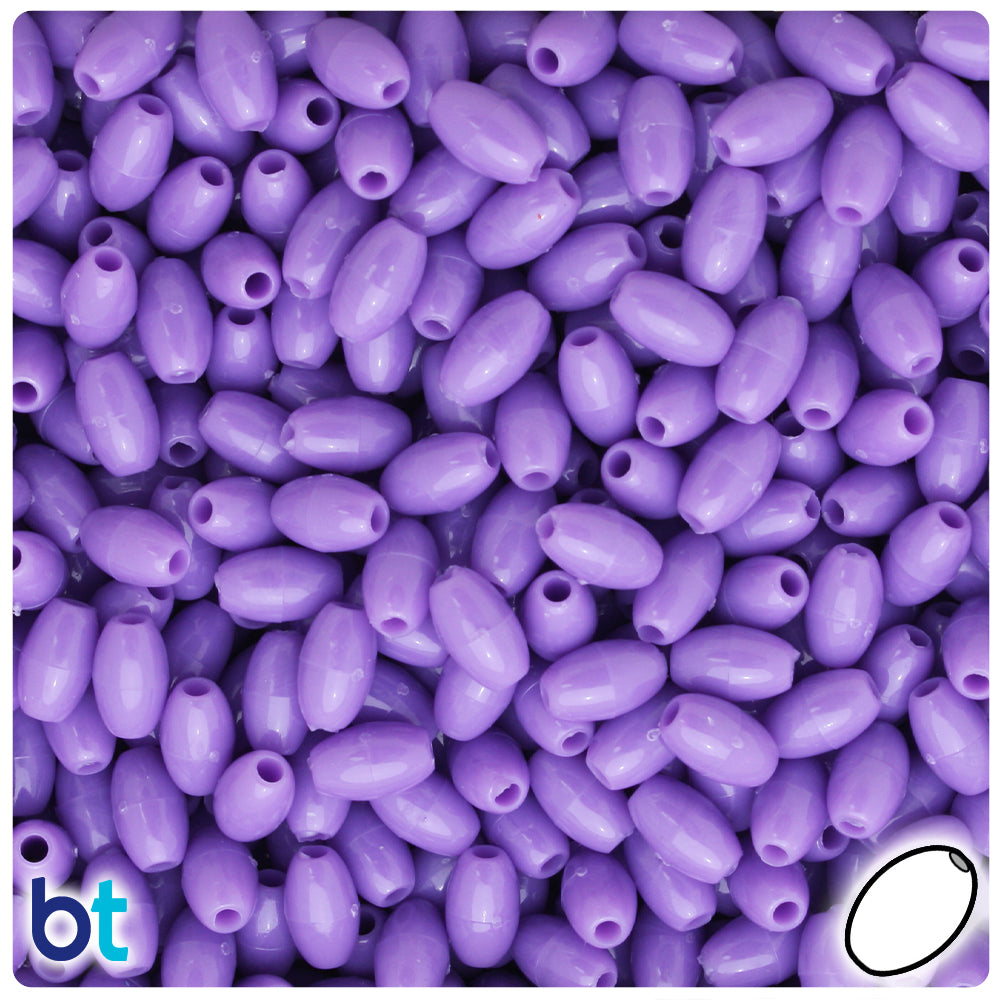 Lilac Opaque 9mm Oat Plastic Beads (500pcs)