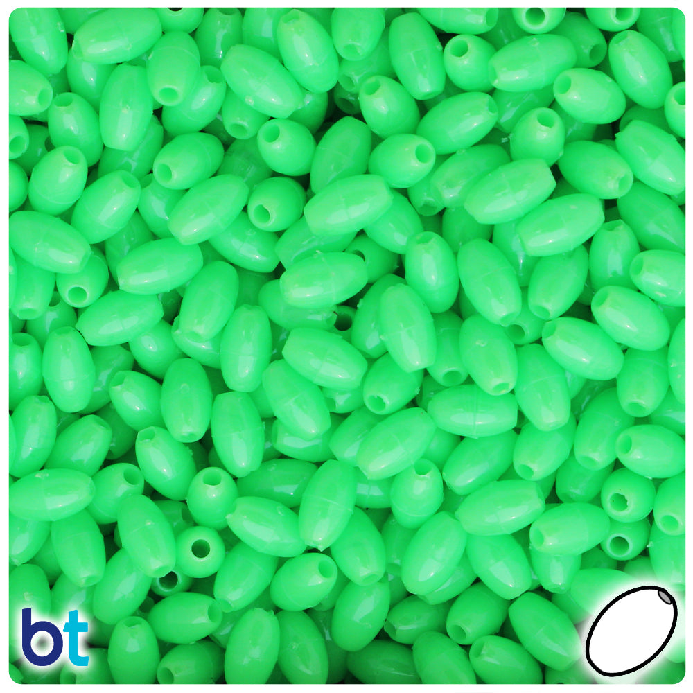 Lime Opaque 9mm Oat Plastic Beads (500pcs)