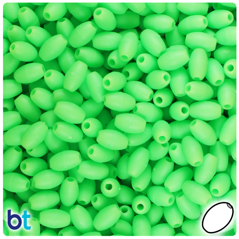 Lime Matte 9mm Oat Plastic Beads (500pcs)