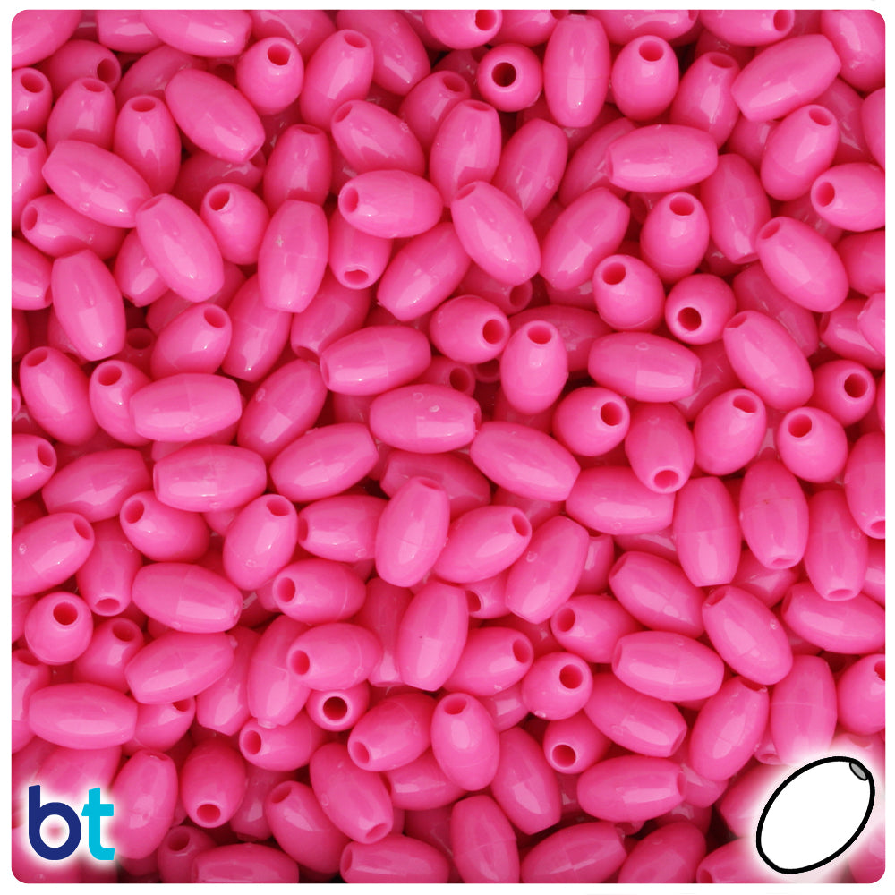 Dark Pink Opaque 9mm Oat Plastic Beads (500pcs)