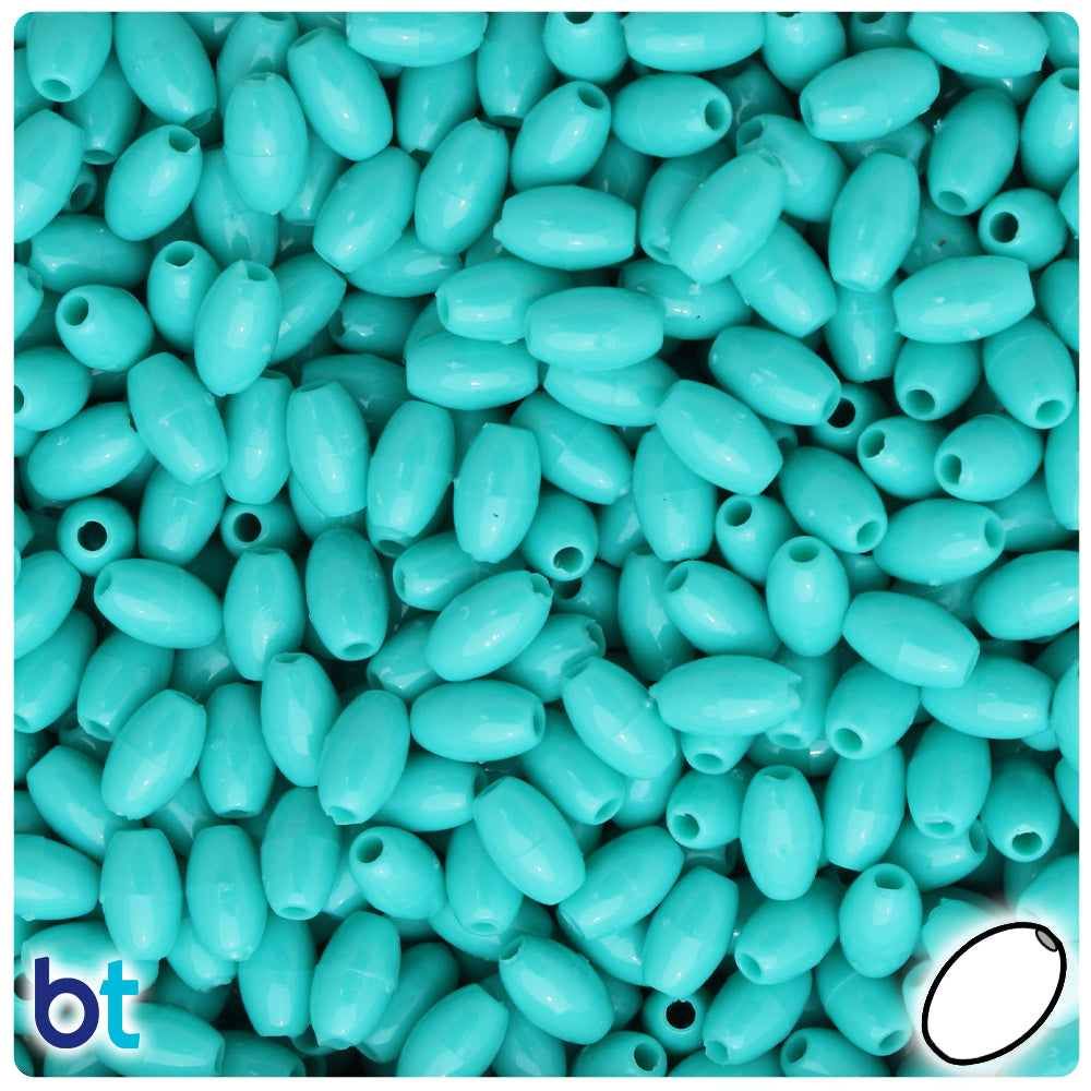 Light Turquoise Opaque 9mm Oat Plastic Beads (500pcs)