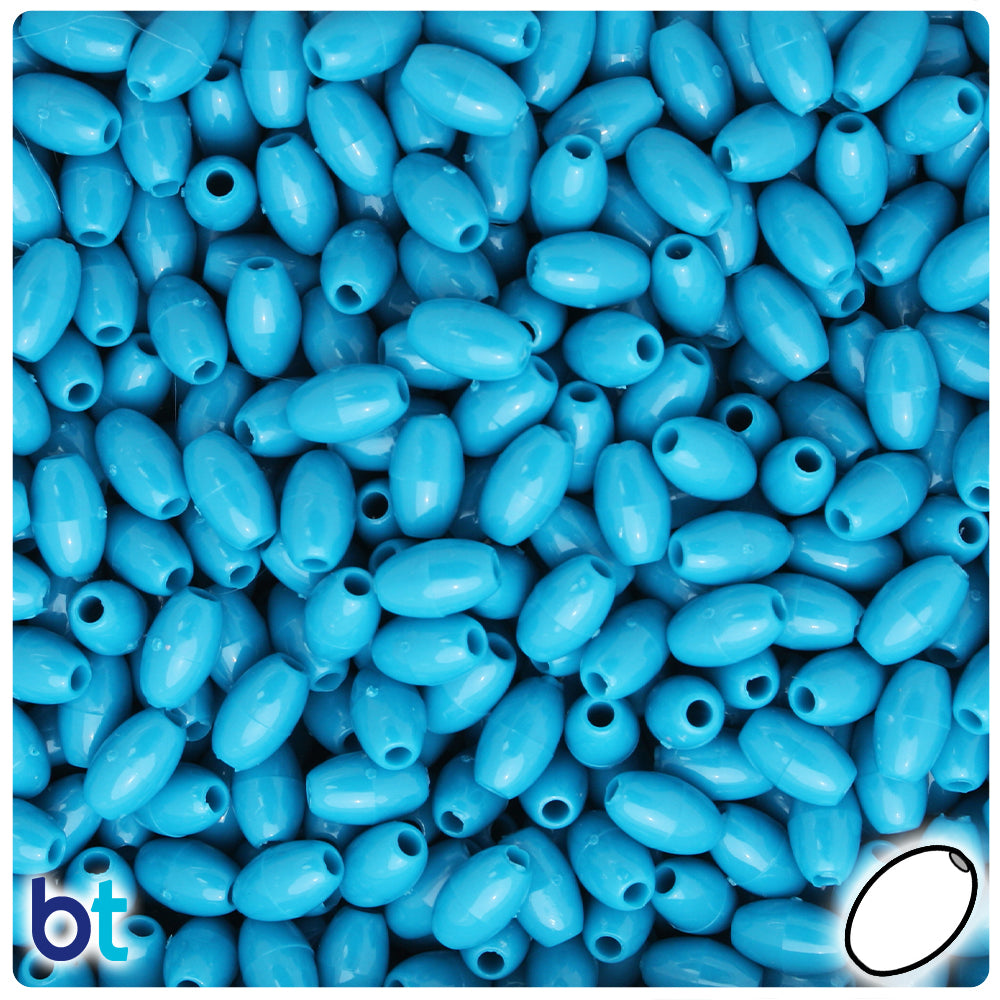 Dark Turquoise Opaque 9mm Oat Plastic Beads (500pcs)