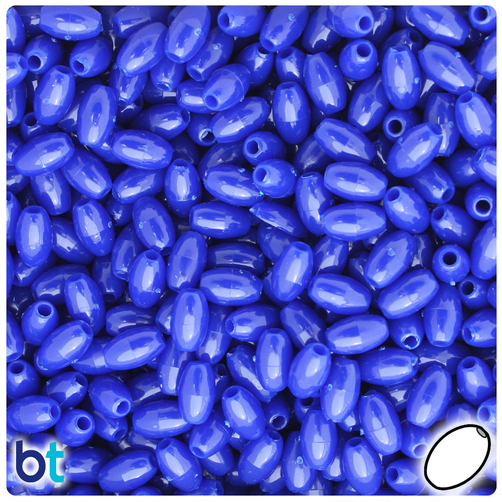 Royal Blue Opaque 9mm Oat Plastic Beads (500pcs)