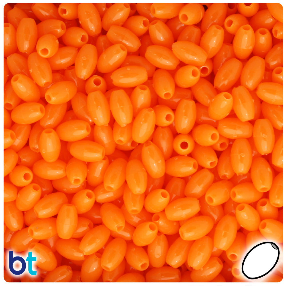 Orange Opaque 9mm Oat Plastic Beads (500pcs)