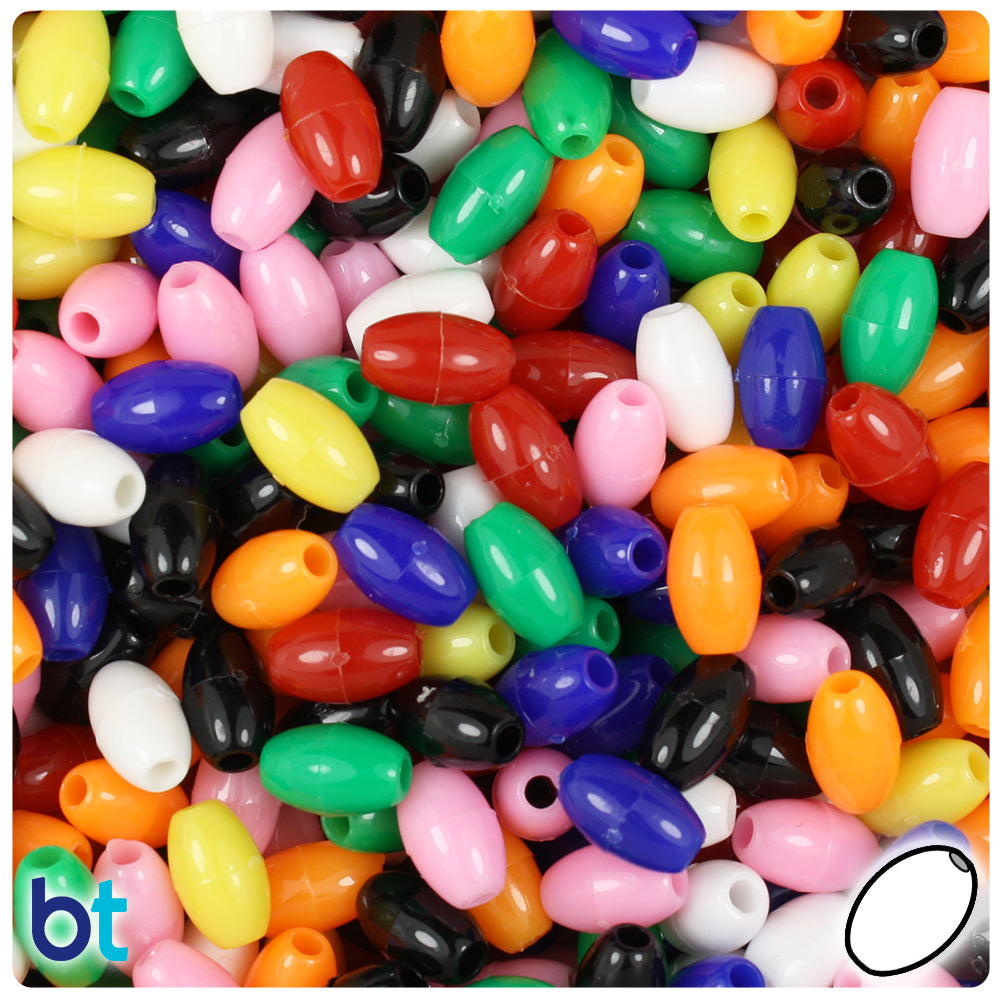 Opaque Mix 9mm Oat Plastic Beads (500pcs)