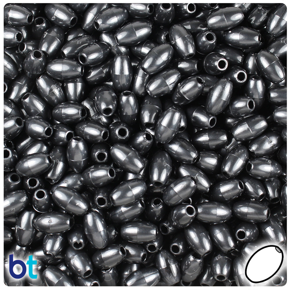 Black Pearl 9mm Oat Plastic Beads (500pcs)
