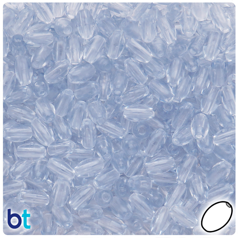 Ice Blue Transparent 9mm Oat Plastic Beads (500pcs)