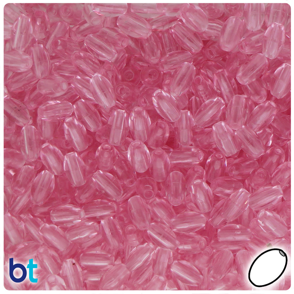 Pale Pink Transparent 9mm Oat Plastic Beads (500pcs)