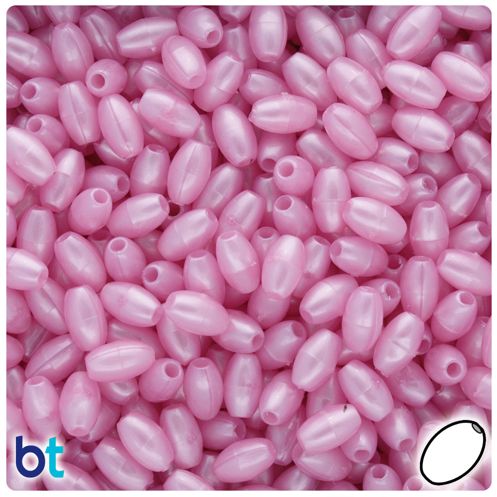 Light Pink Pearl 9mm Oat Plastic Beads (500pcs)