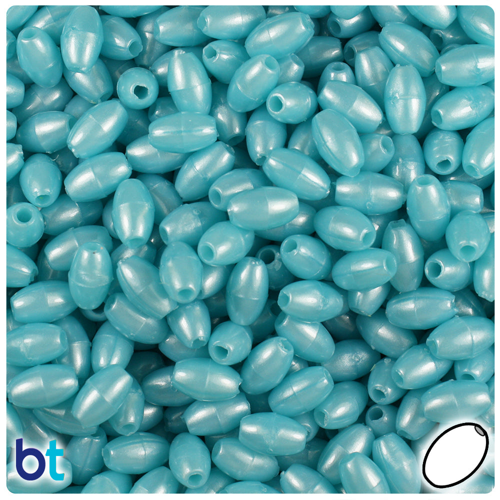 Light Blue Pearl 9mm Oat Plastic Beads (500pcs)