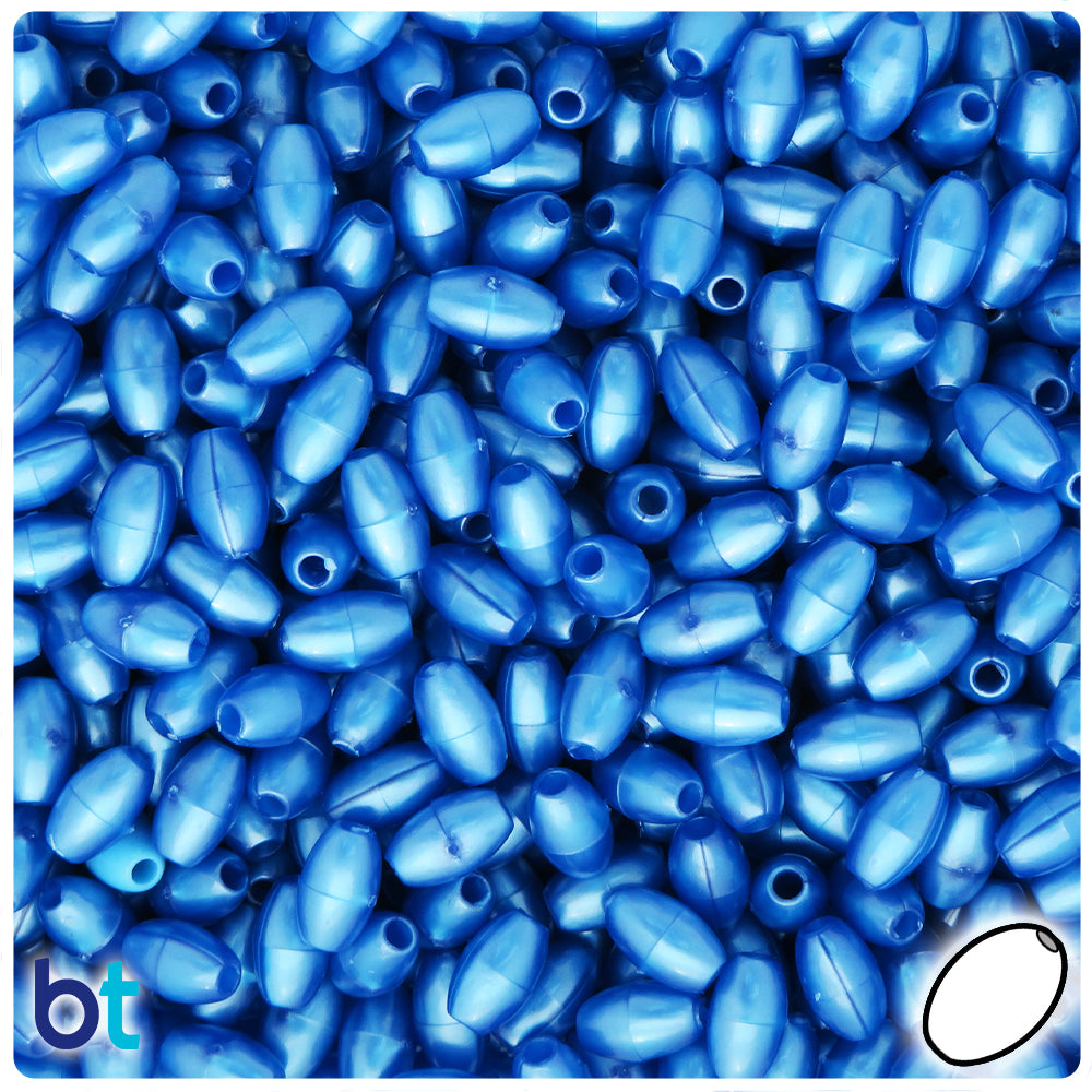 Dark Blue Pearl 9mm Oat Plastic Beads (500pcs)