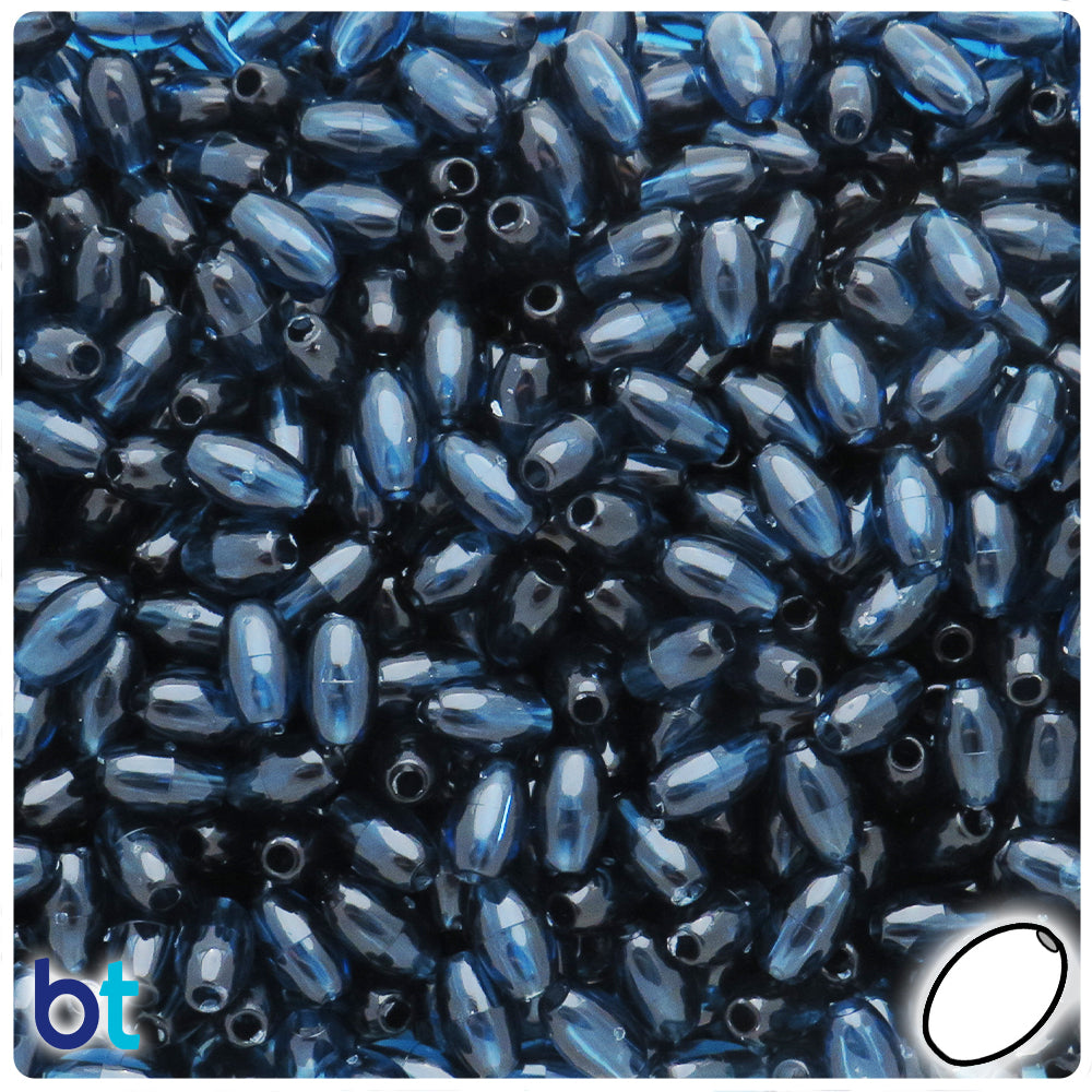 Montana Blue Transparent 9mm Oat Plastic Beads (500pcs)