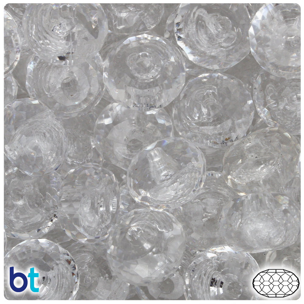 Crystal Transparent 18.5mm Faceted Cushion Plastic Beads (8pcs)