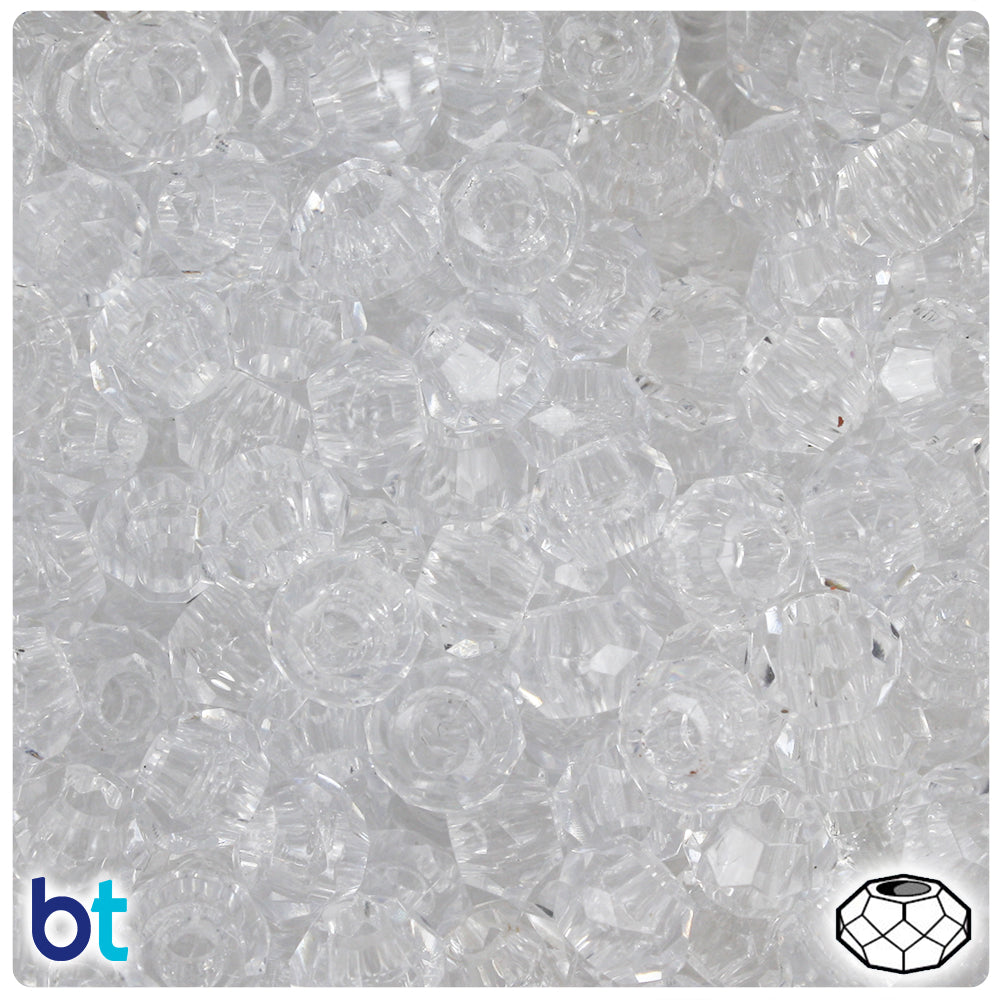 Crystal Transparent 10mm Squatty Bicone Plastic Beads (30pcs)