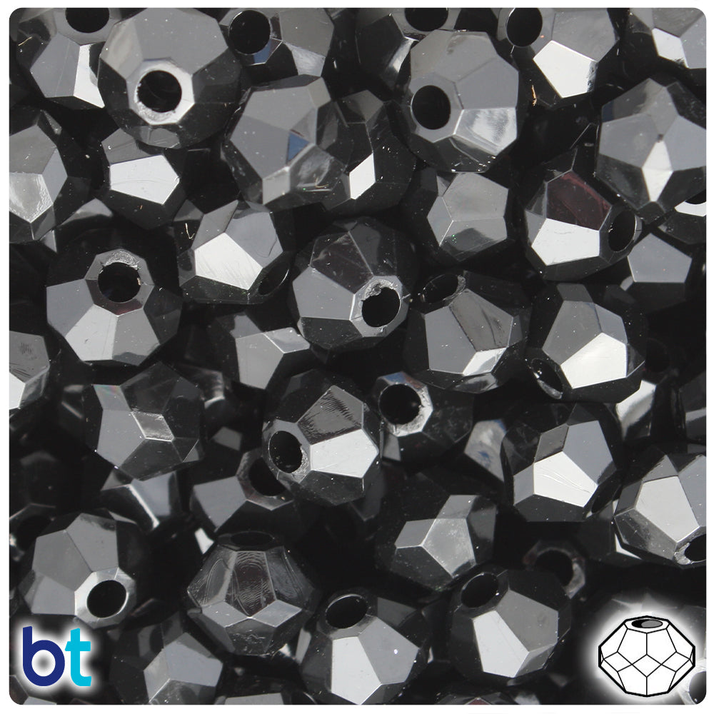 Black Opaque 13mm Squatty Bicone Plastic Beads (20pcs)