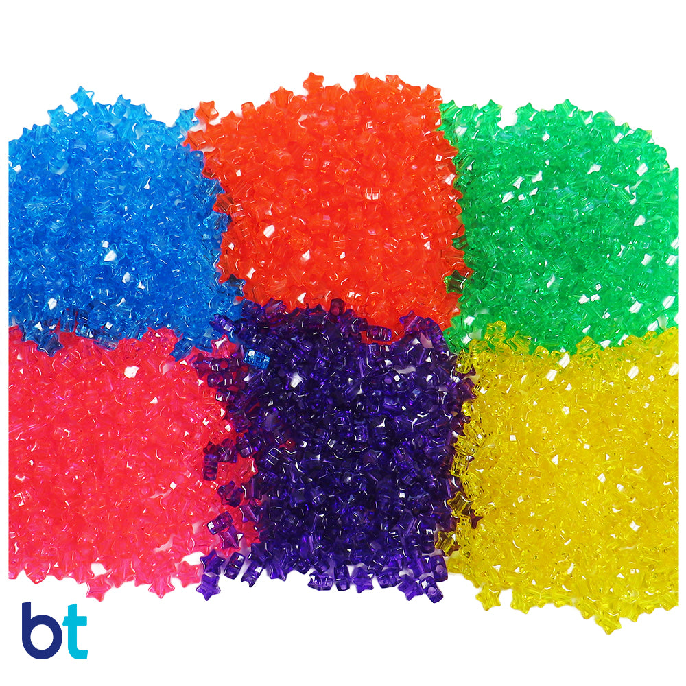 Jelly Transparent Mix 13mm Star Pony Beads (250pcs)
