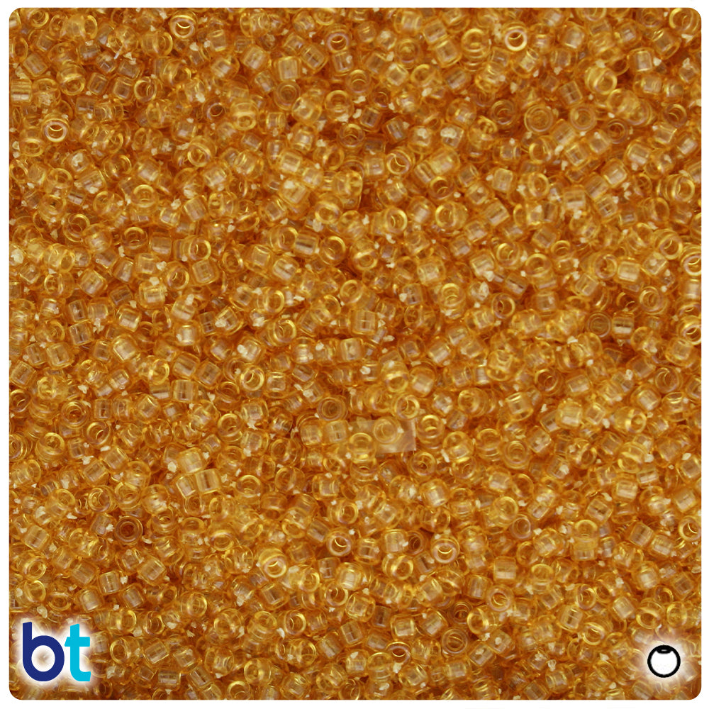 Topaz Transparent 2.5mm Round Plastic Seed Beads (10g)