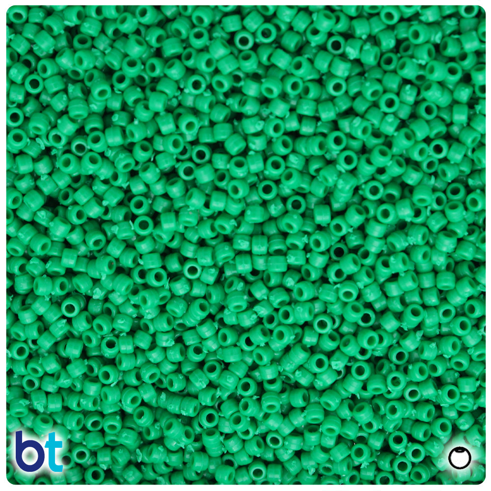 Green Opaque 2.5mm Round Plastic Seed Beads (10g)