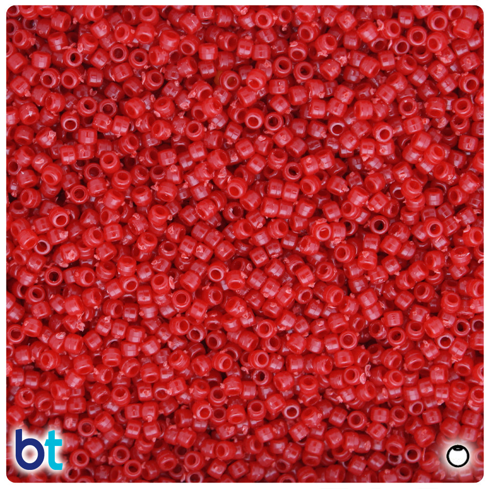 Red Opaque 2.5mm Round Plastic Seed Beads (10g)