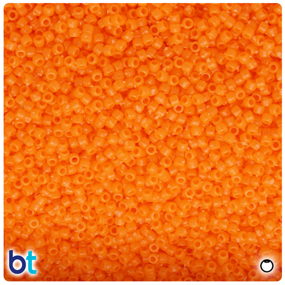 Orange Opaque 2.5mm Round Plastic Seed Beads (10g)