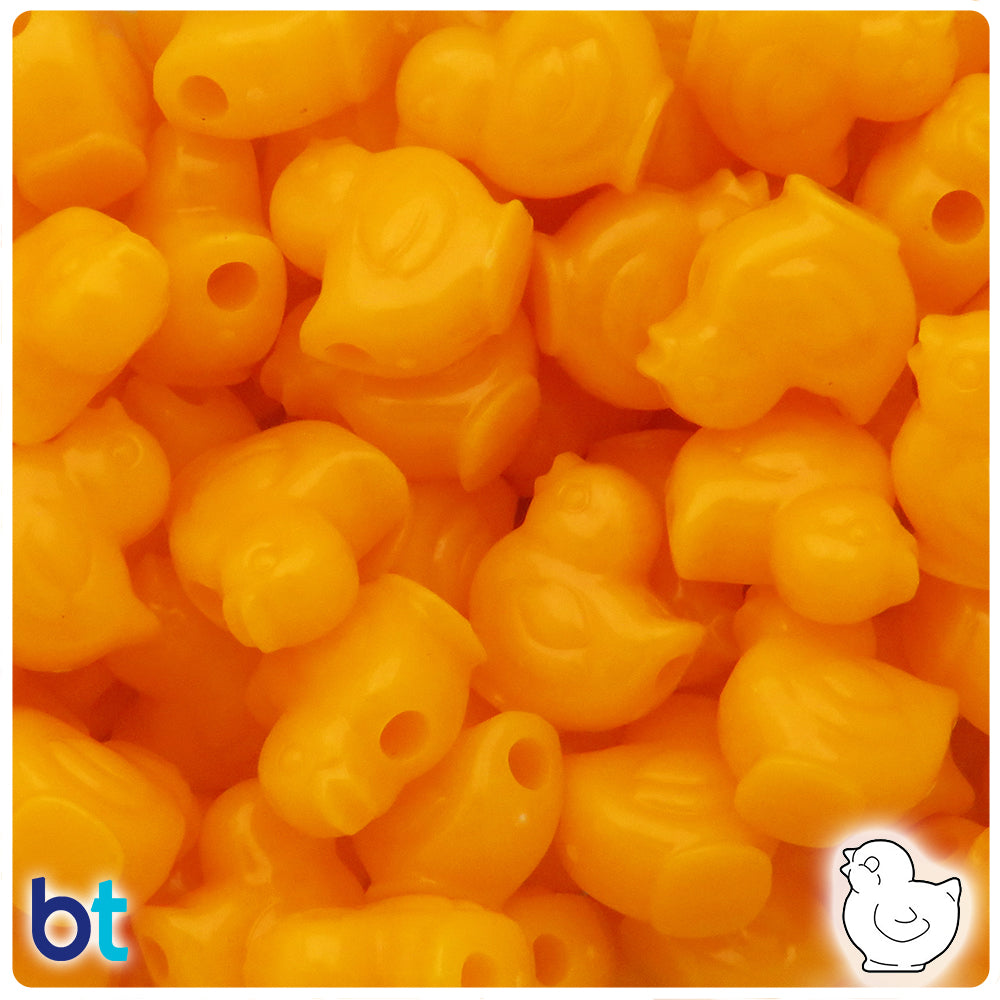 Orange Opaque 20mm Chick Pony Beads (24pcs)