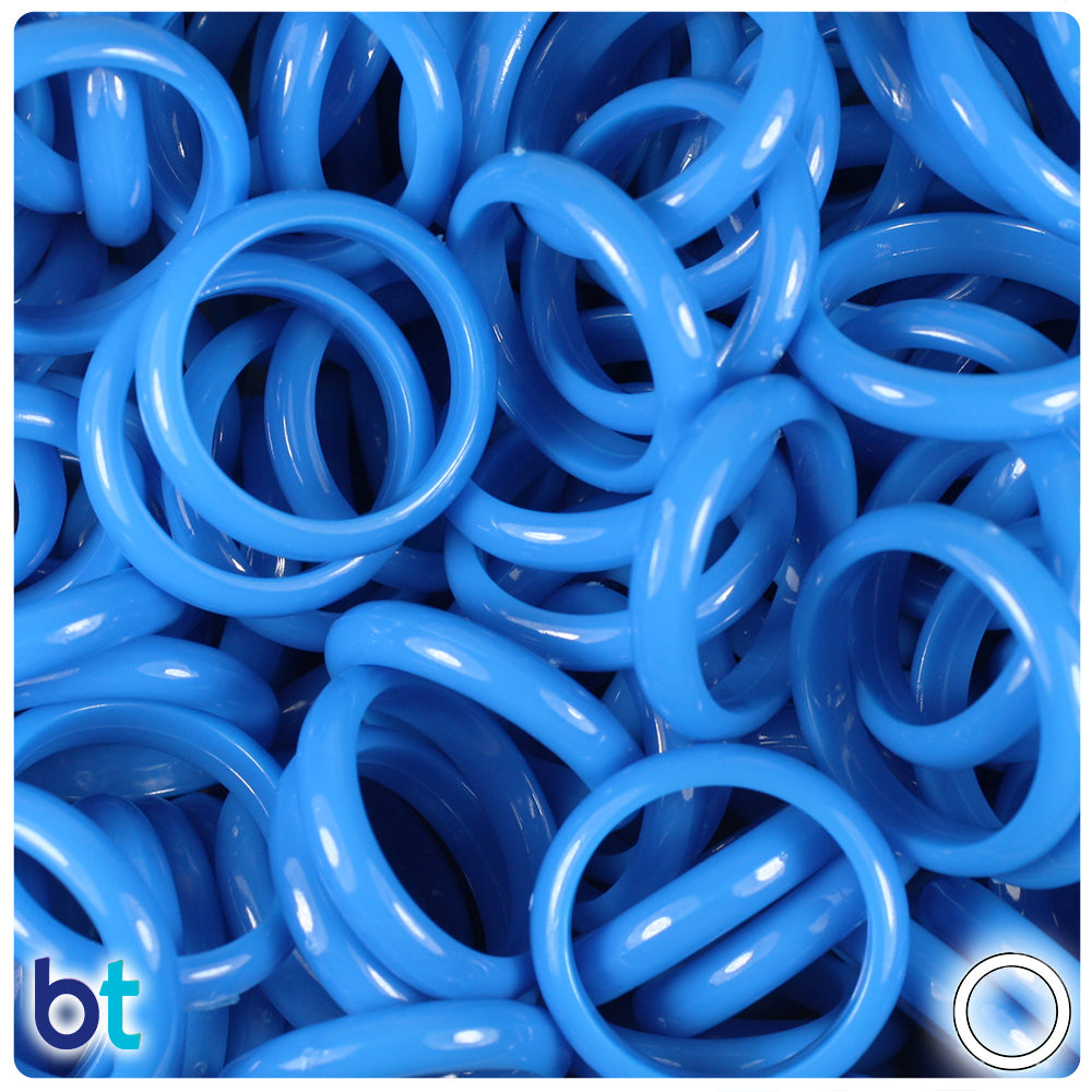 True Blue Neon Bright 22mm Plastic Finger Rings (35pcs)