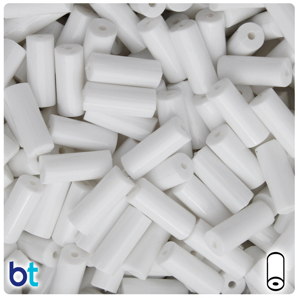 White Opaque 17mm Cylinder Plastic Beads (24pcs)