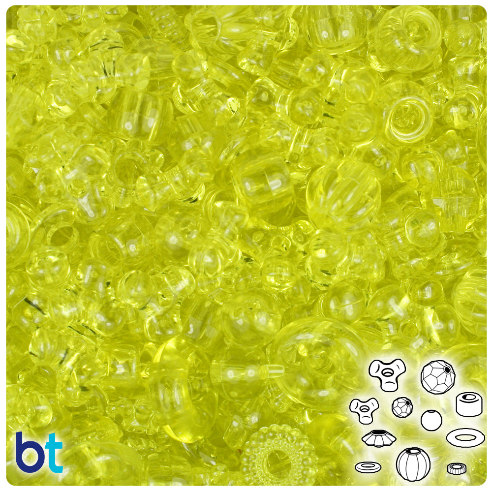 Yellow Transparent Plastic Craft Beads Mix (113g)