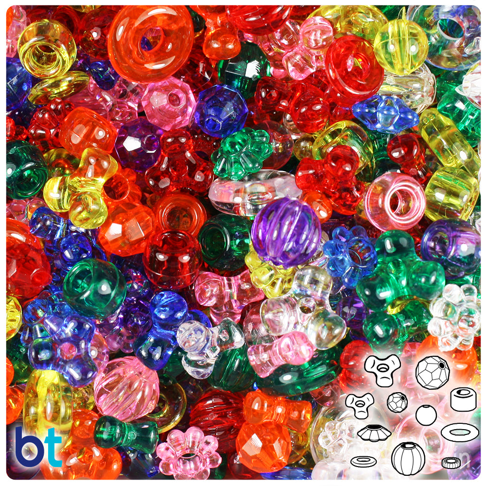 Transparent Mix Plastic Craft Beads Mix (113g)