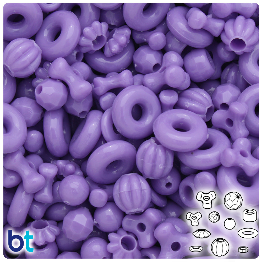 Lilac Opaque Plastic Craft Beads Mix (113g)