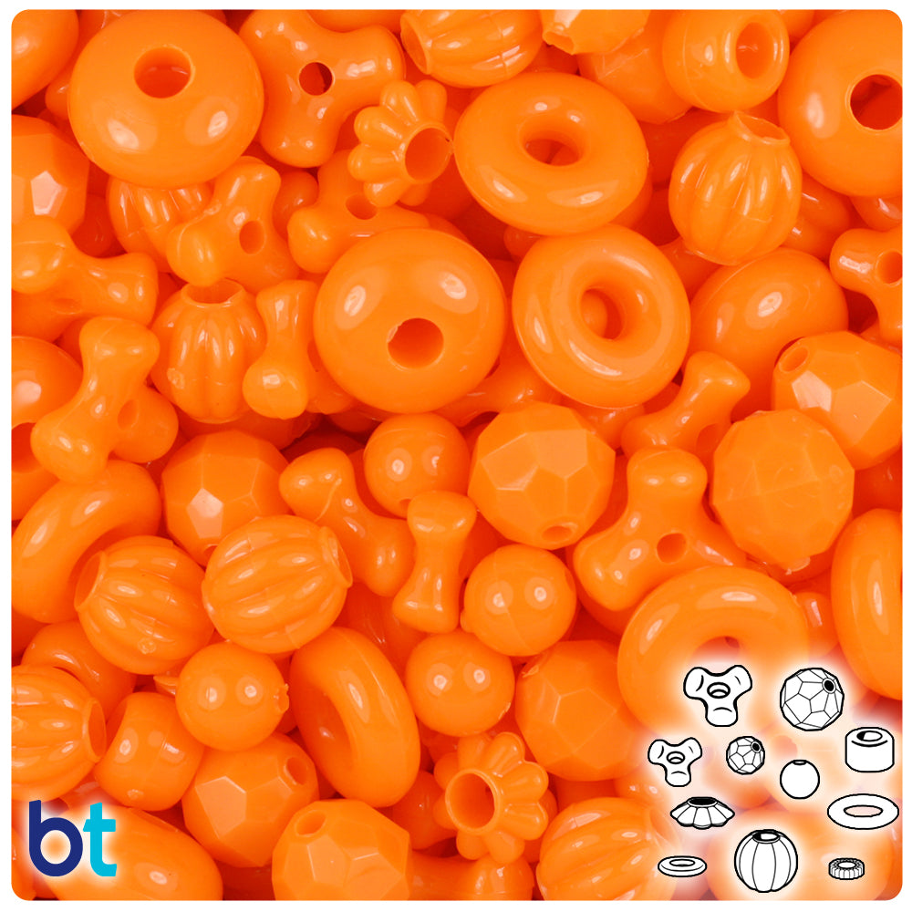 Orange Opaque Plastic Craft Beads Mix (113g)