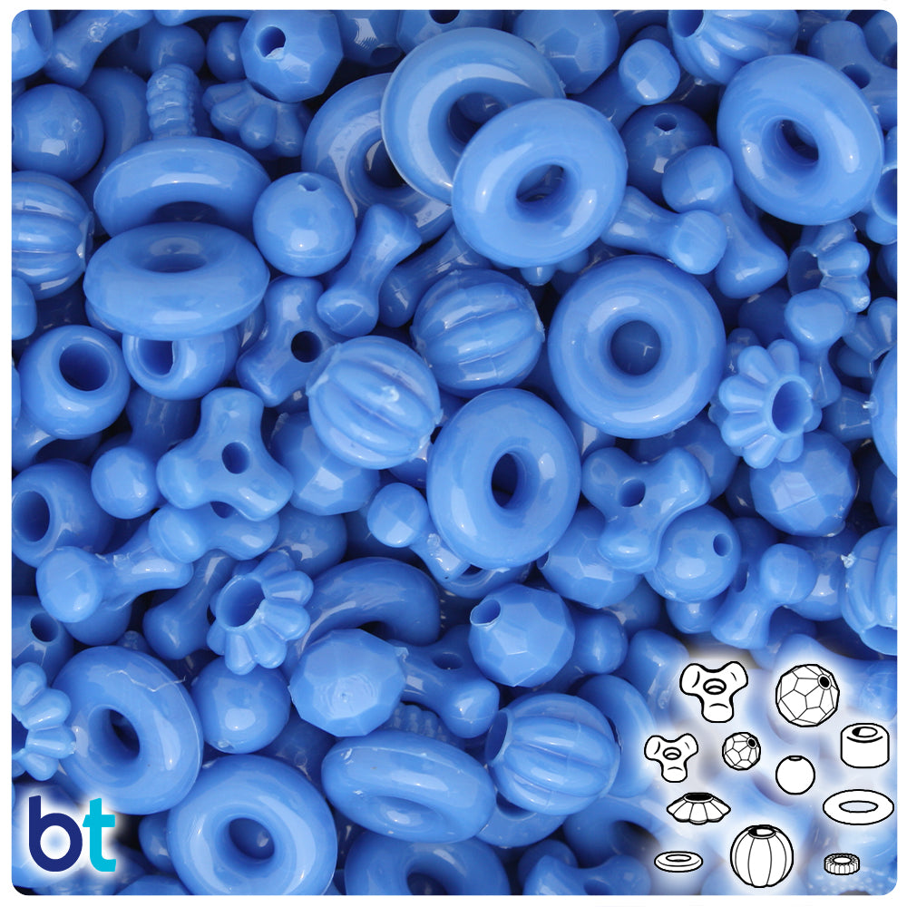 Periwinkle Opaque Plastic Craft Beads Mix (113g)