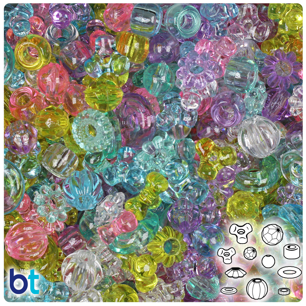Pastel Transparent Mix Plastic Craft Beads Mix (113g)