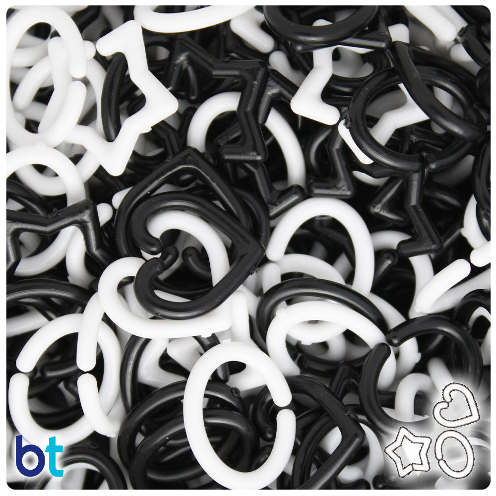Black & White Opaque Assorted Plastic Open Links (3oz)