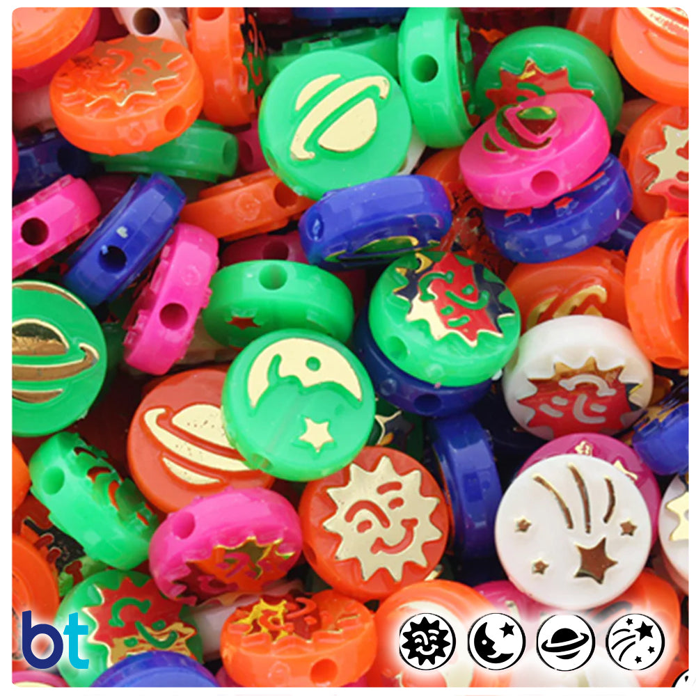 Celestial 13mm Picture Beads - Opaque Mix with Gold (30pcs)