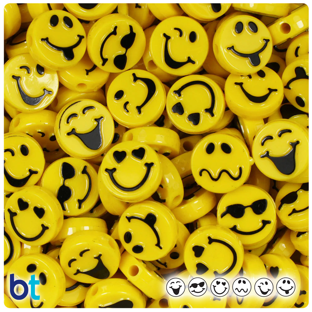 Expressions 13mm Picture Beads - Bright Yellow Opaque with Black (30pcs)