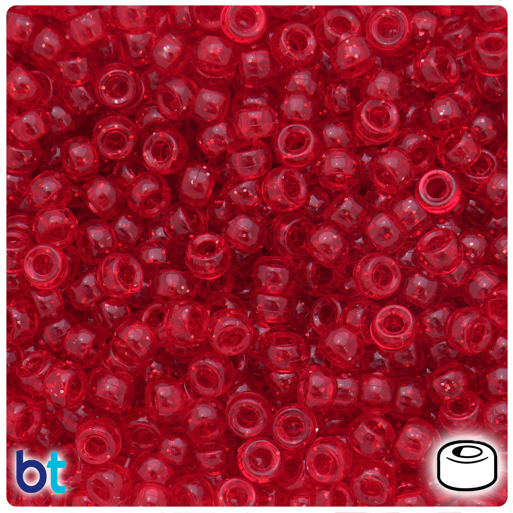 Dark Ruby Sparkle 6.5mm Mini Barrel Pony Beads (1000pcs)