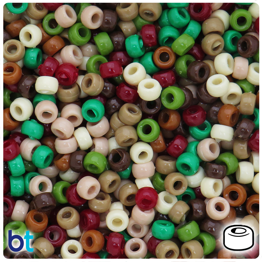 Camouflage Opaque Mix 6.5mm Mini Barrel Pony Beads (1000pcs)