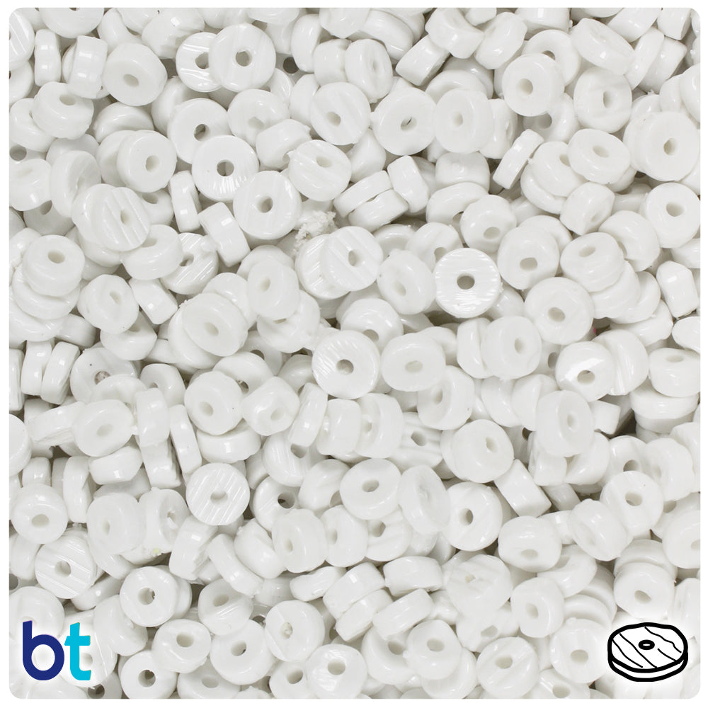 White Opaque 6mm Heishi Disc Plastic Beads (1000pcs)