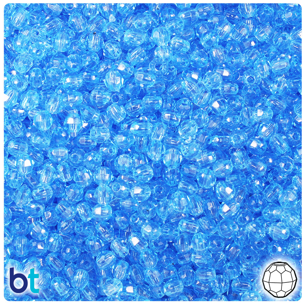 Light Sapphire Transparent 4mm Faceted Round Plastic Beads (1350pcs)
