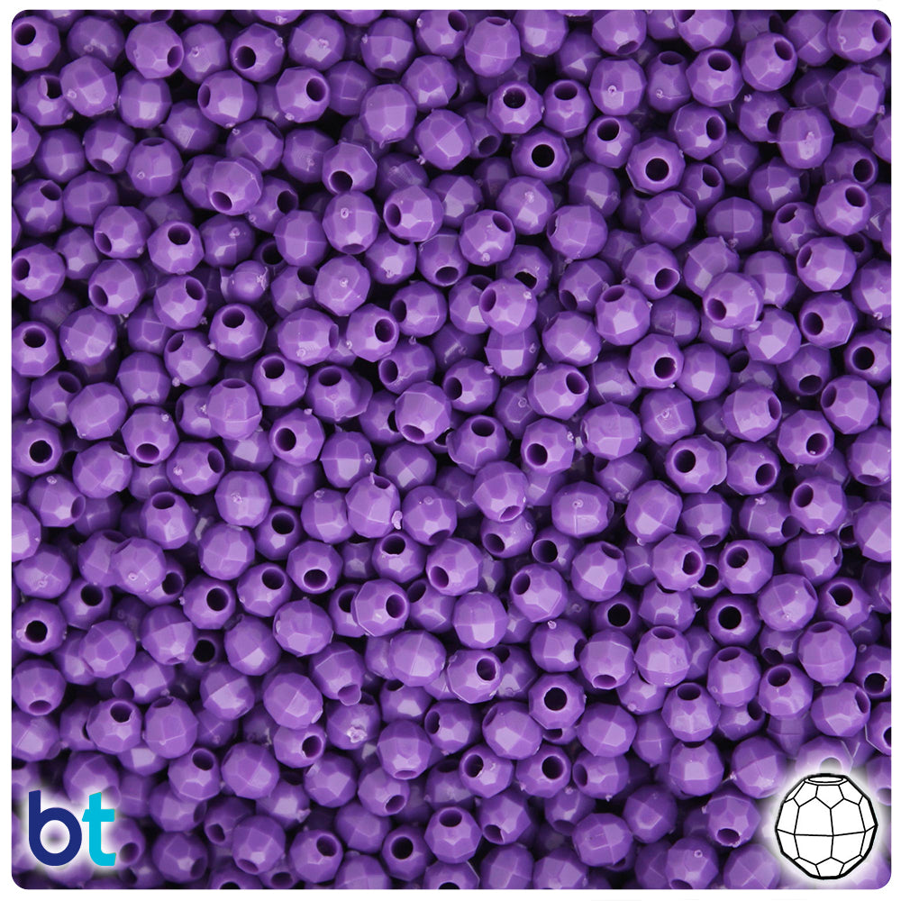 Dark Lilac Opaque 4mm Faceted Round Plastic Beads (1350pcs)