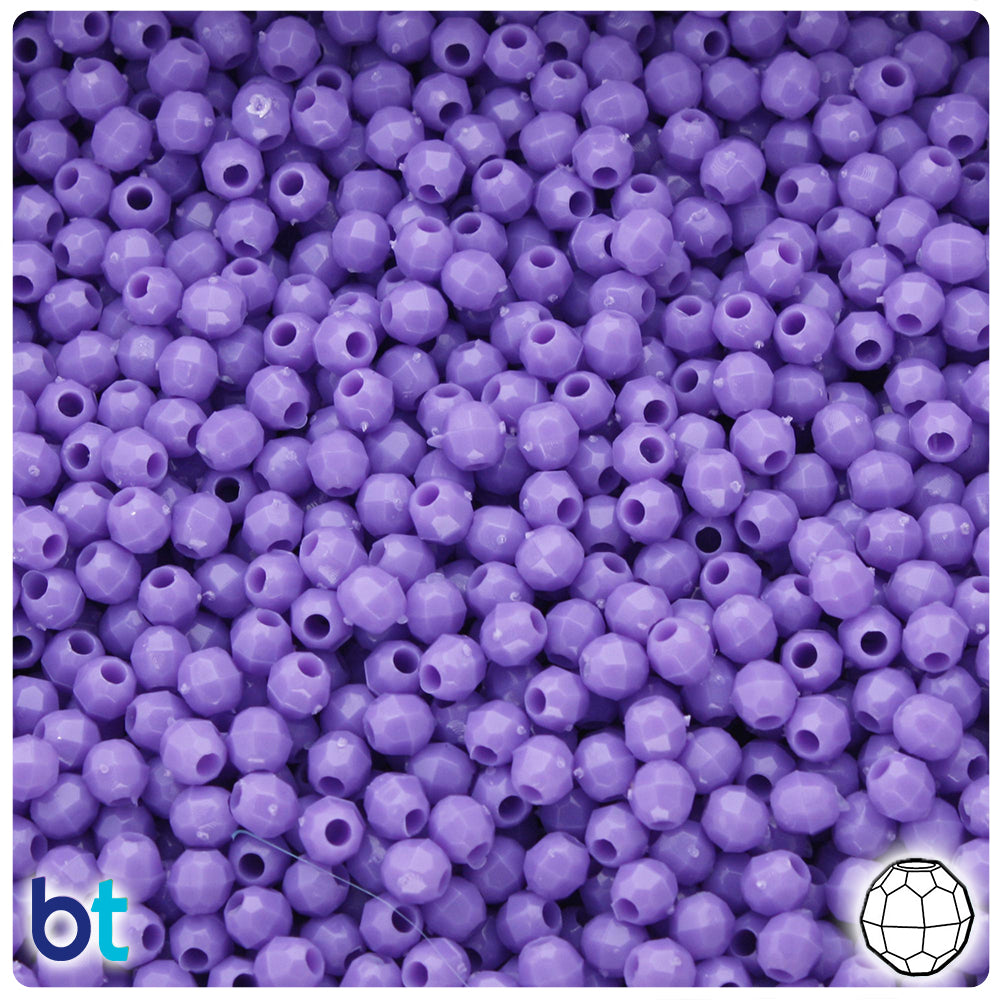 Lilac Opaque 4mm Faceted Round Plastic Beads (1350pcs)