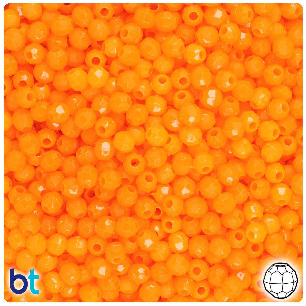 Orange Opaque 4mm Faceted Round Plastic Beads (1350pcs)