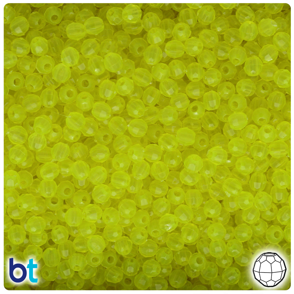 Lure Yellow Transparent 4mm Faceted Round Plastic Beads (1350pcs)