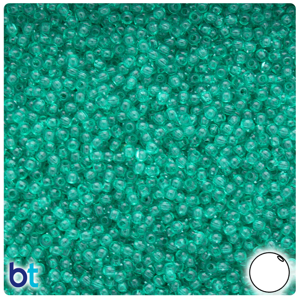 Emerald Transparent 3mm Round Plastic Beads (28g)
