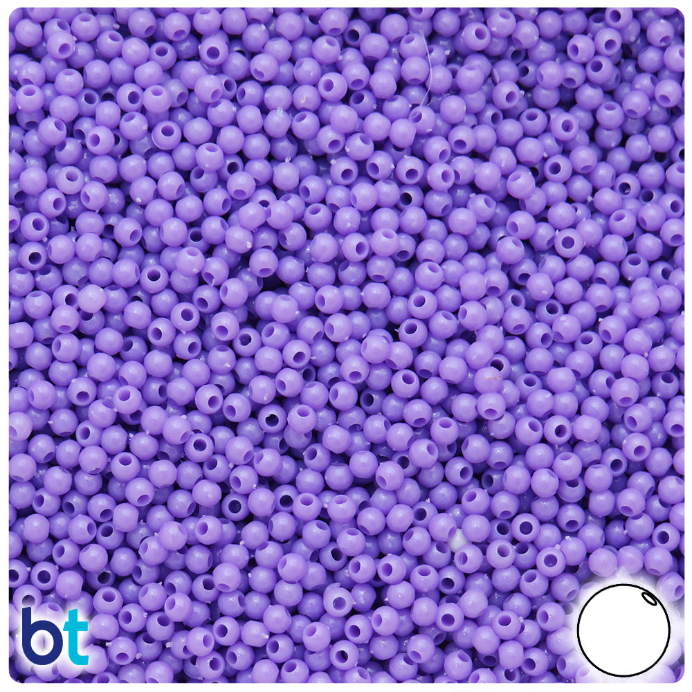 Lilac Opaque 3mm Round Plastic Beads (28g)