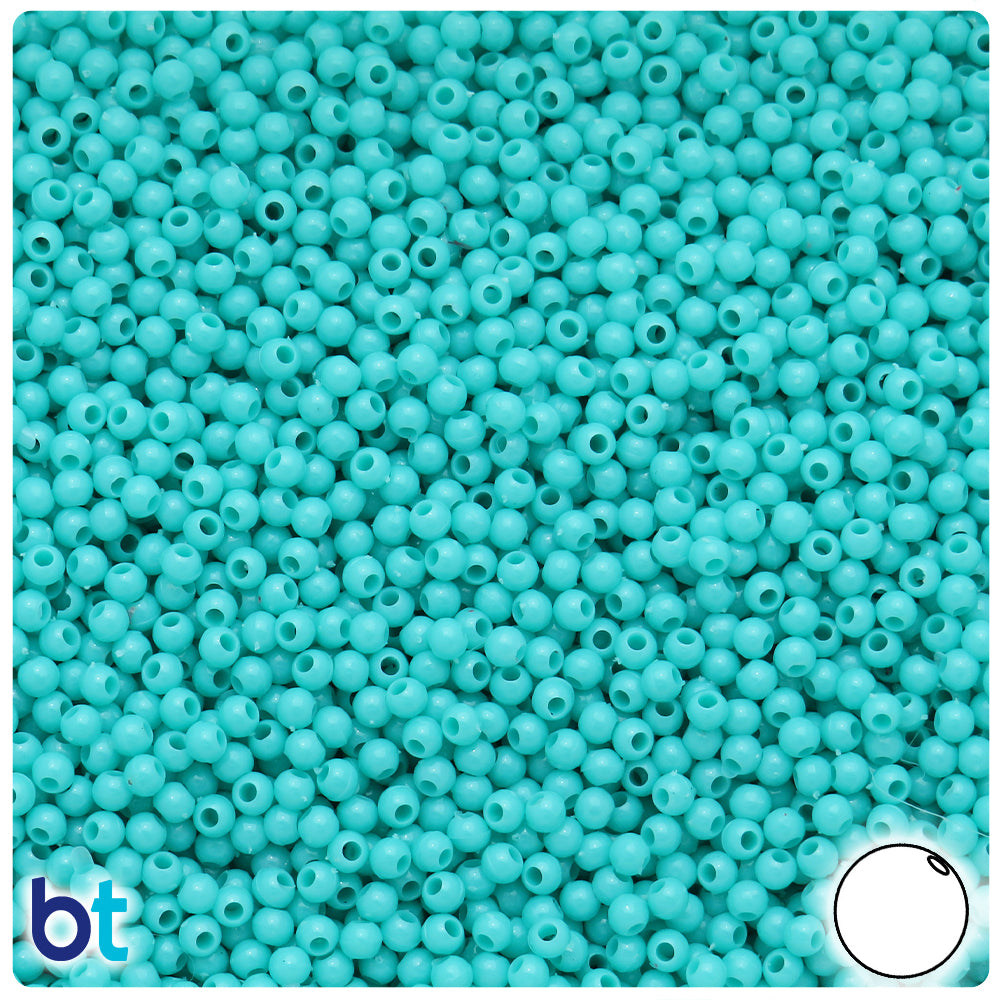 Light Turquoise Opaque 3mm Round Plastic Beads (28g)