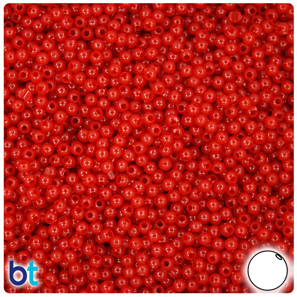 Red Opaque 3mm Round Plastic Beads (28g)