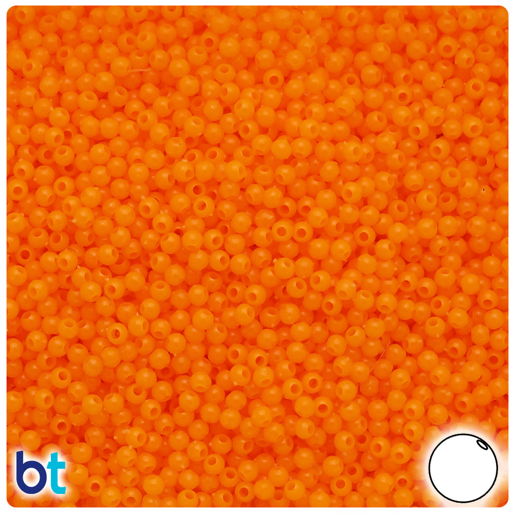 Orange Opaque 3mm Round Plastic Beads (28g)