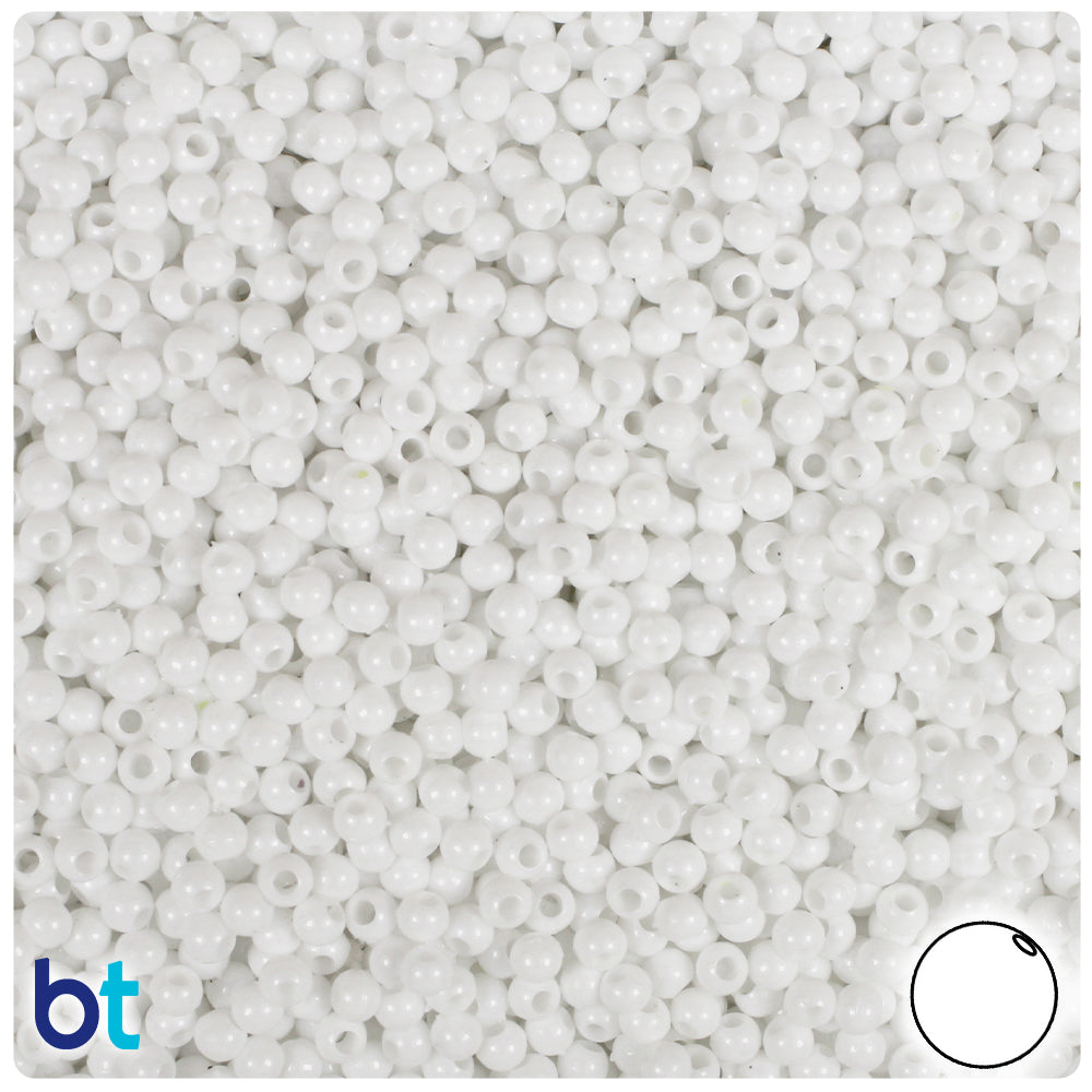 White Opaque 3mm Round Plastic Beads (28g)